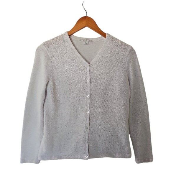 Pendleton White Cotton Blend Cardigan V-Neck Sweater Womens S Small Button Front - Picture 12 of 12